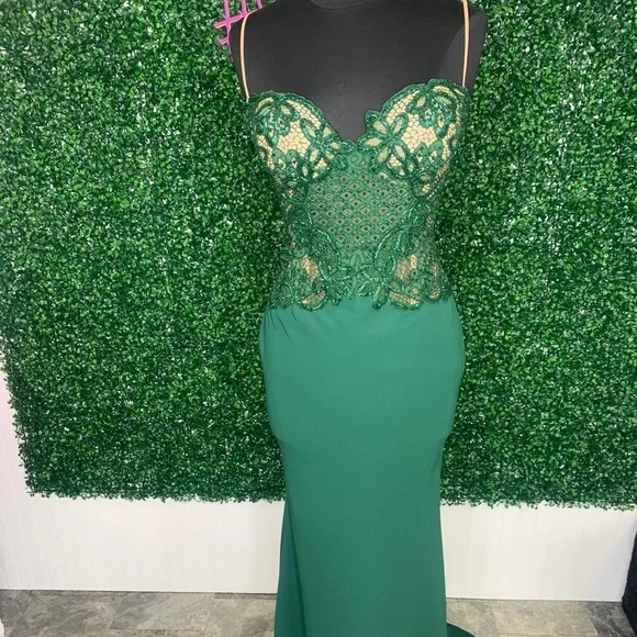 green emerald velvet dress Tarik Ediz 98432 Dress main image 0